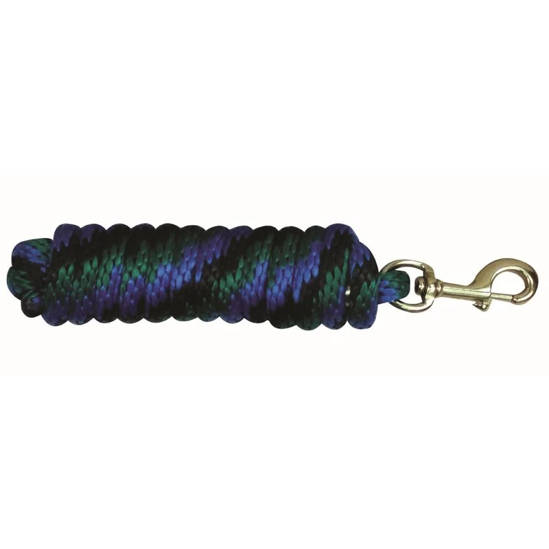 Western Rawhide 10' Poly Lead W/Brass Plated Snap - Blue/Black/Green 3 Western Rawhide 10' Poly Lead W/Brass Plated Snap - Blue/Black/Green