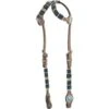 Western Rawhide Turquoise Beads Double Ear Headstall - Golden Tan 1 Western Rawhide Turquoise Beads Double Ear Headstall - Golden Tan -Equestrian Supplies 444110 800 800