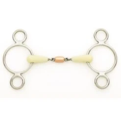 Happy Mouth Bits Double Jointed Copper Roller 2-Ring Gag - Stainless Steel