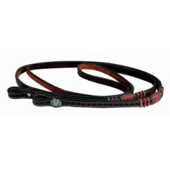 Western Rawhide Jim Taylor Chevron Roping Reins - Natural/Red/Dark Brown