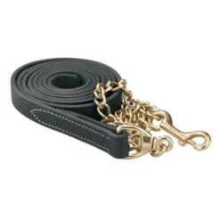 Perri's 1" Premium Leather Lead W/Chain - Black/Brass