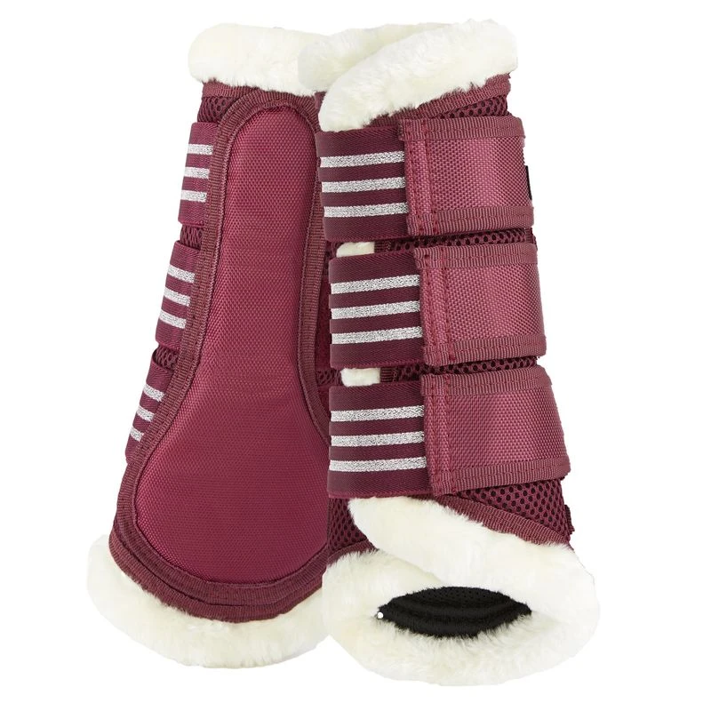 Horze Lincoln Faux Fur Brushing Boots - Merlot 3 Horze Lincoln Faux Fur Brushing Boots - Merlot