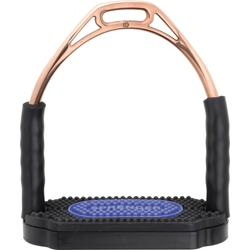 Herm Sprenger Bow Balance Stirrups - Bronze/Black/Blue Pad 3 Herm Sprenger Bow Balance Stirrups - Bronze/Black/Blue Pad