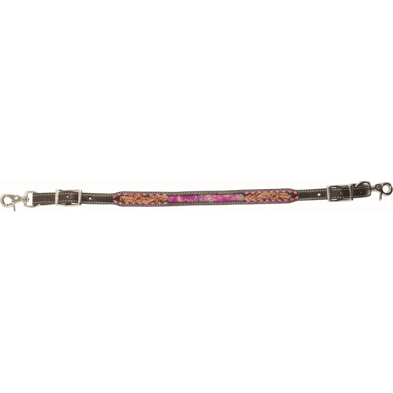 Western Rawhide Pink Tie Dye Wither Strap - Dark Brown 3 Western Rawhide Pink Tie Dye Wither Strap - Dark Brown