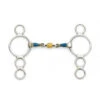 Blue Steel 3-Ring Gag With Loose Brass Roller Disks