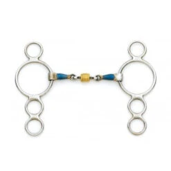 Blue Steel 3-Ring Gag With Loose Brass Roller Disks