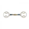 Blue Steel Loop Ring Gag With Brass Rollers -Equestrian Supplies cnt48