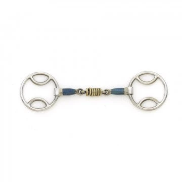 Blue Steel Loop Ring Gag With Brass Rollers 3 Blue Steel Loop Ring Gag With Brass Rollers