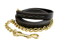 Walsh Fancy Stitch Leather Lead With Chain